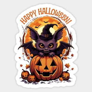 Cute Bat Happy Halloween Sticker